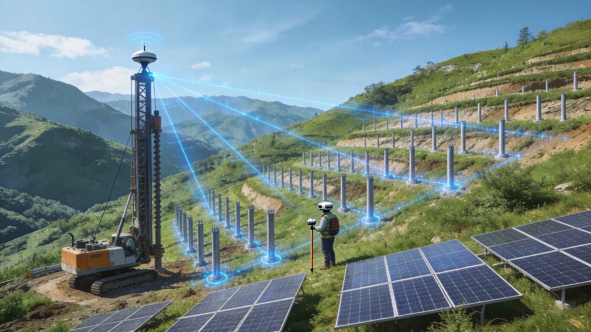 光伏打桩定位系统怎么选 山地光伏批量施工的效率方案(图1)